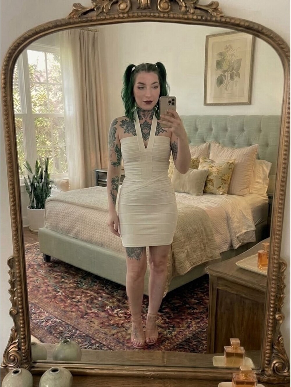 Hot Miami Styles White Bandage Dress Halter Bodycon Mini Size Small